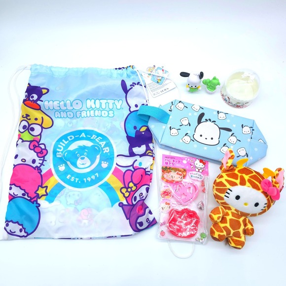 Sanrio Other - Sanrio Hello Kitty Friends Bundle Drawstring Bag Plush Pencil Case Blue Multi OS
